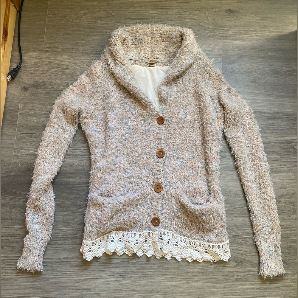 Womens BKE Gimmicks XS fuzzy sweater cardigan button up